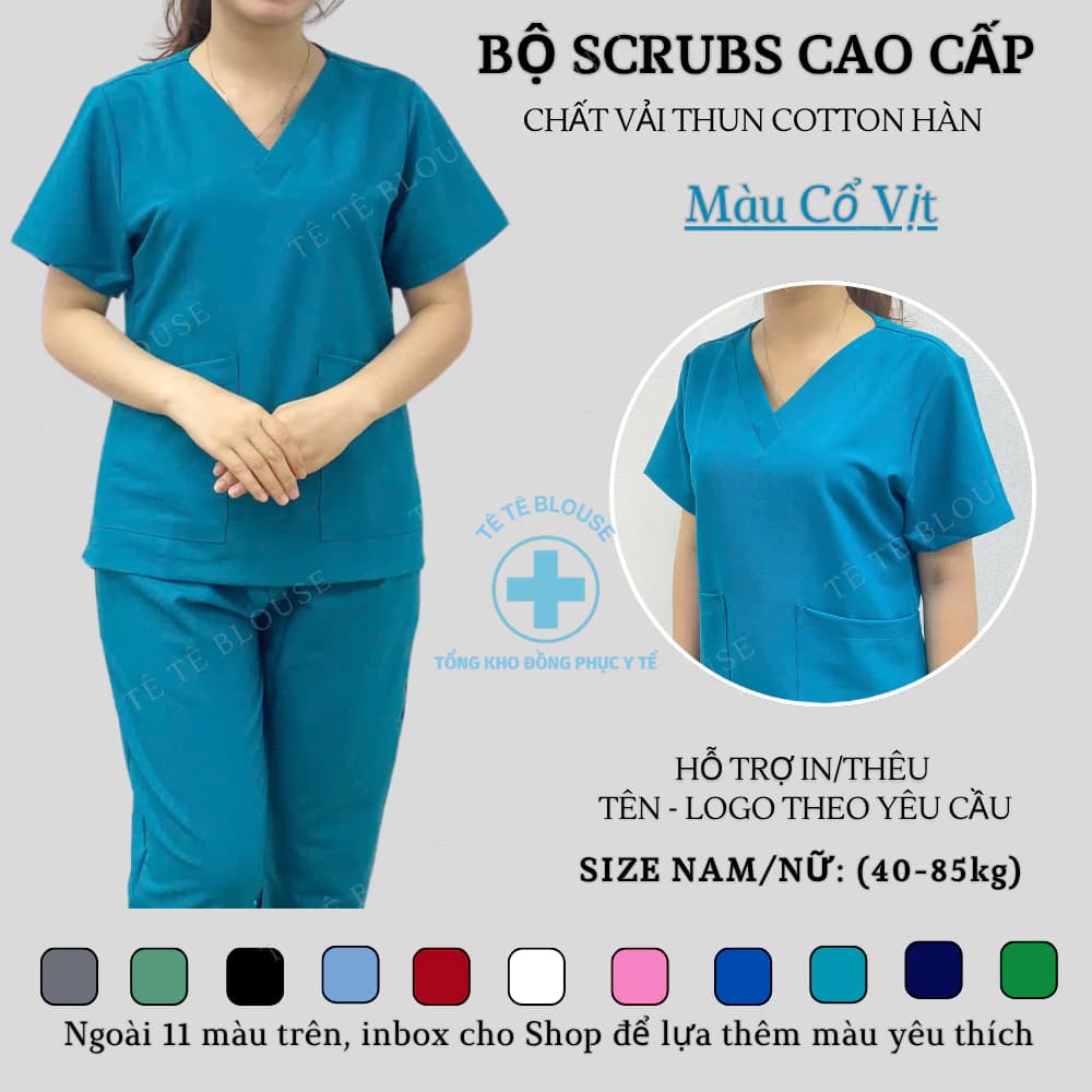 (Xu hướng) Bộ Scrubs cổ tim vải cao cấp bác sĩ, điều dưỡng, dược sĩ, spa, thẩm mỹ, nha khoa, bệnh viện, phòng khám