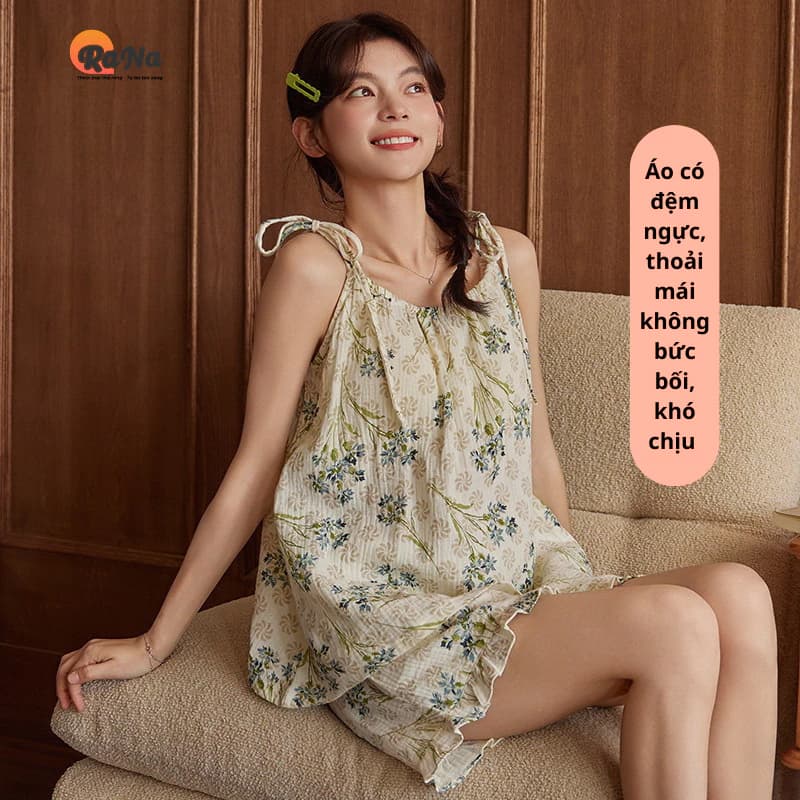 Quần áo mặc nhà có mút ngực đồ bộ hè sát nách RaNa Sự khởi đầu của việc không mặc áo ngực nhưng vẫn lịch sự