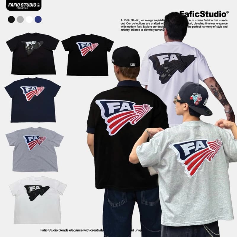 Áo thun Boxy cổ tròn tay ngắn FAFIC FLAG HÌNH THÊU cotton mùa hè nam nữ unisex local brand