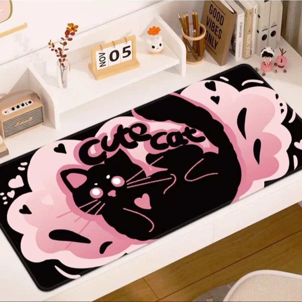 Lót chuột mèo đen dễ thương full size, Lót chuột máy tính cute cho bàn làm việc , Miếng lót chuột cho nữ sinh