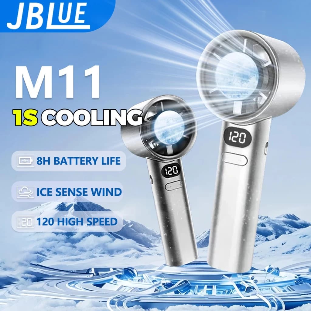 Quạt Mini Cầm Tay Tốc Độ Cao JBLUE M11, Màn Hình LCD, 120 Cấp Gió, Làm Mát Lên Đến 6H