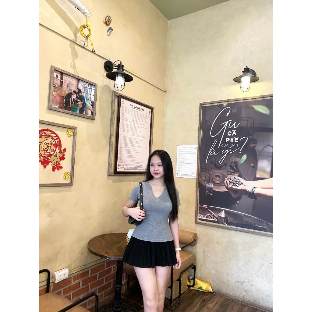 Áo phông nữ cổ trụ, áo thun nữ cổ tàu ôm body cotton cao cấp DV04
