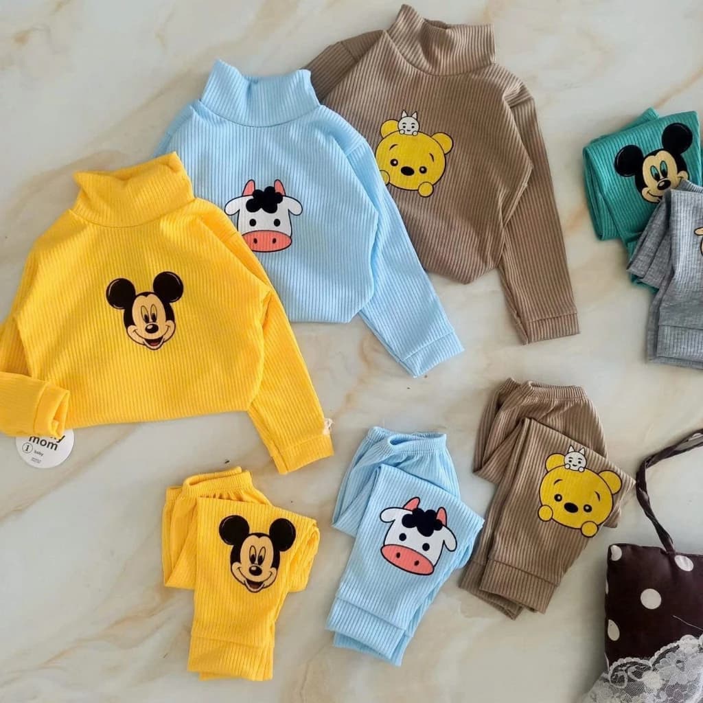 BỘ BOZIP CỔ CAO 5P IN HÌNH MÀU NGẪU NHIÊN CHO BÉ TRAI VÀ GÁI