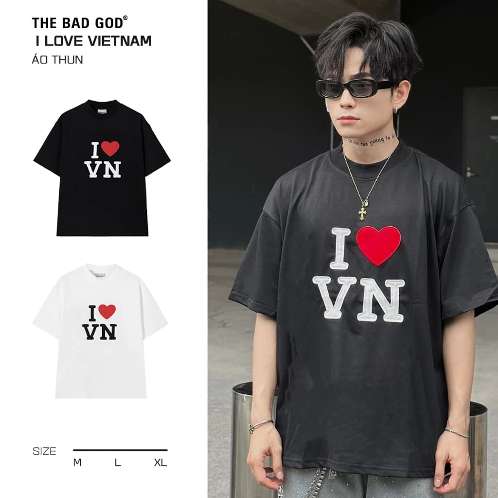 Áo Thun Nam Nữ The Bad God I Love VN Áo Phông Cổ Tròn Form Boxy Local Brand