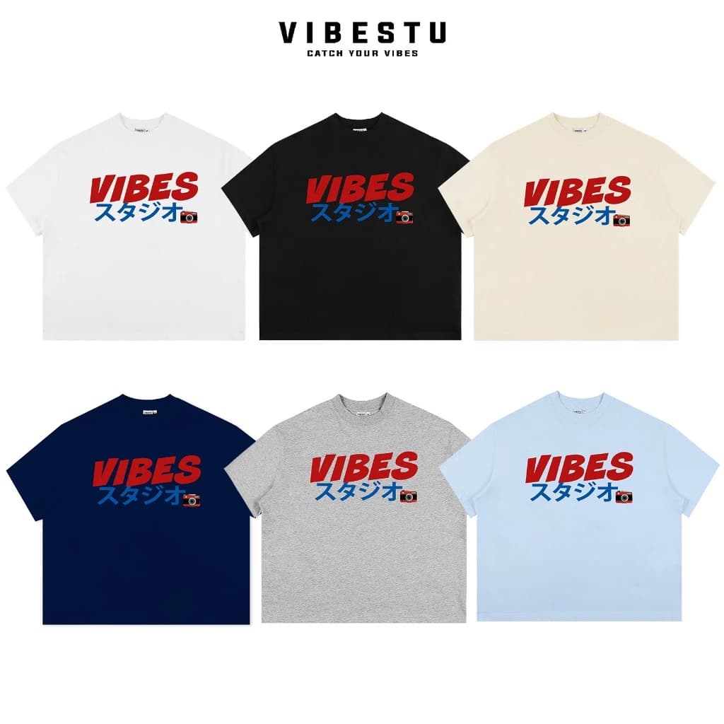 Áo Thun Local Brand VIBESTU " Vibes Japan ", Áo Thun Boxy Form Rộng Unisex 250Gsm 100% Cotton