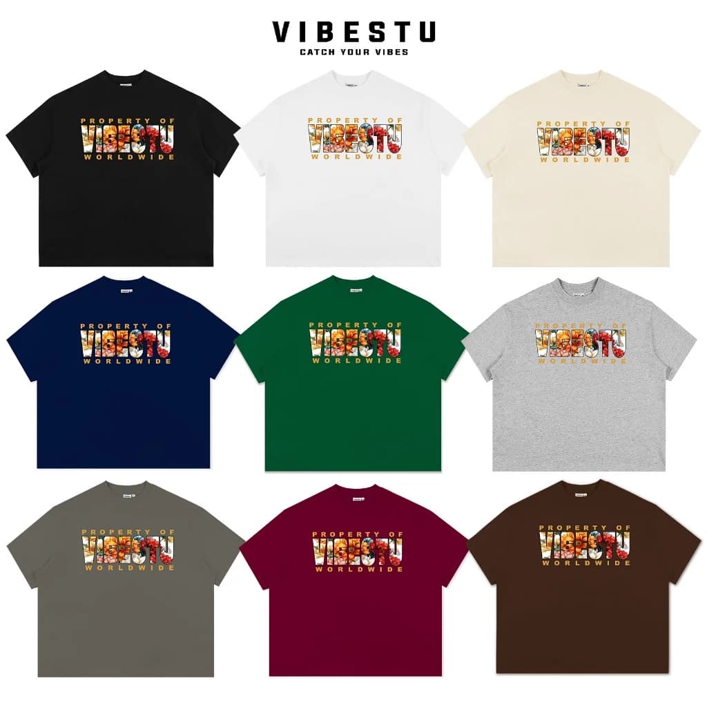 Áo Thun Local Brand VIBESTU " Property ", Áo Thun Boxy Form Rộng Unisex 250Gsm 100% Cotton