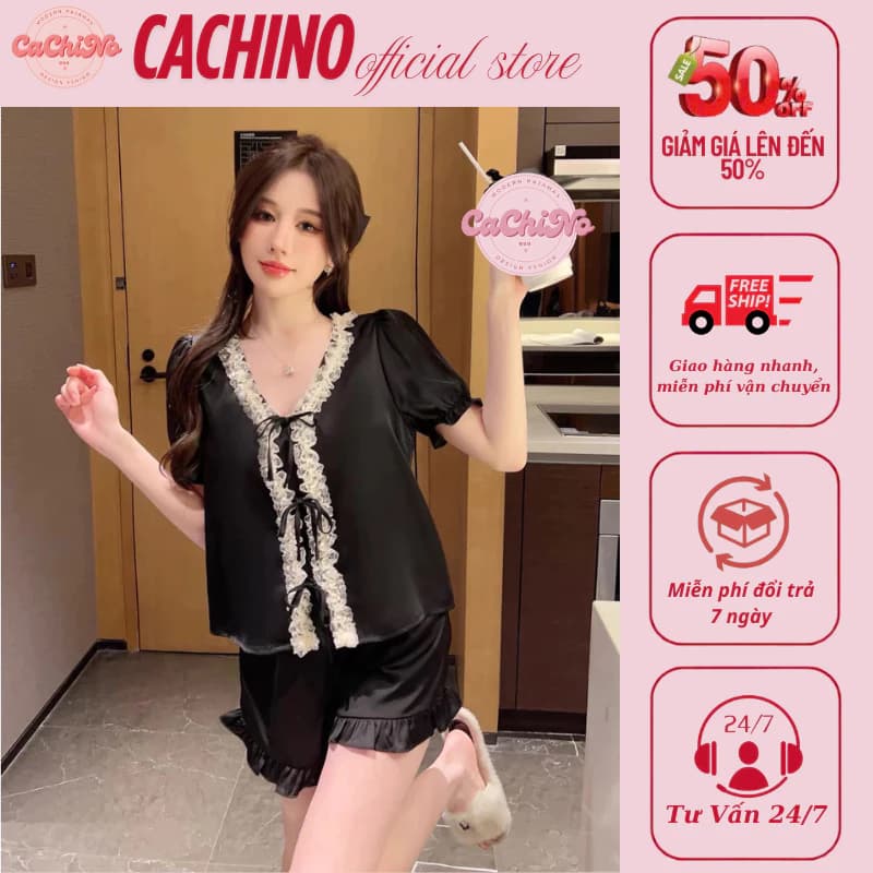 Bộ pyjama dài tay, bộ ngủ lụa cao cấp,  phối ren xinh xắn cho nữ BN30