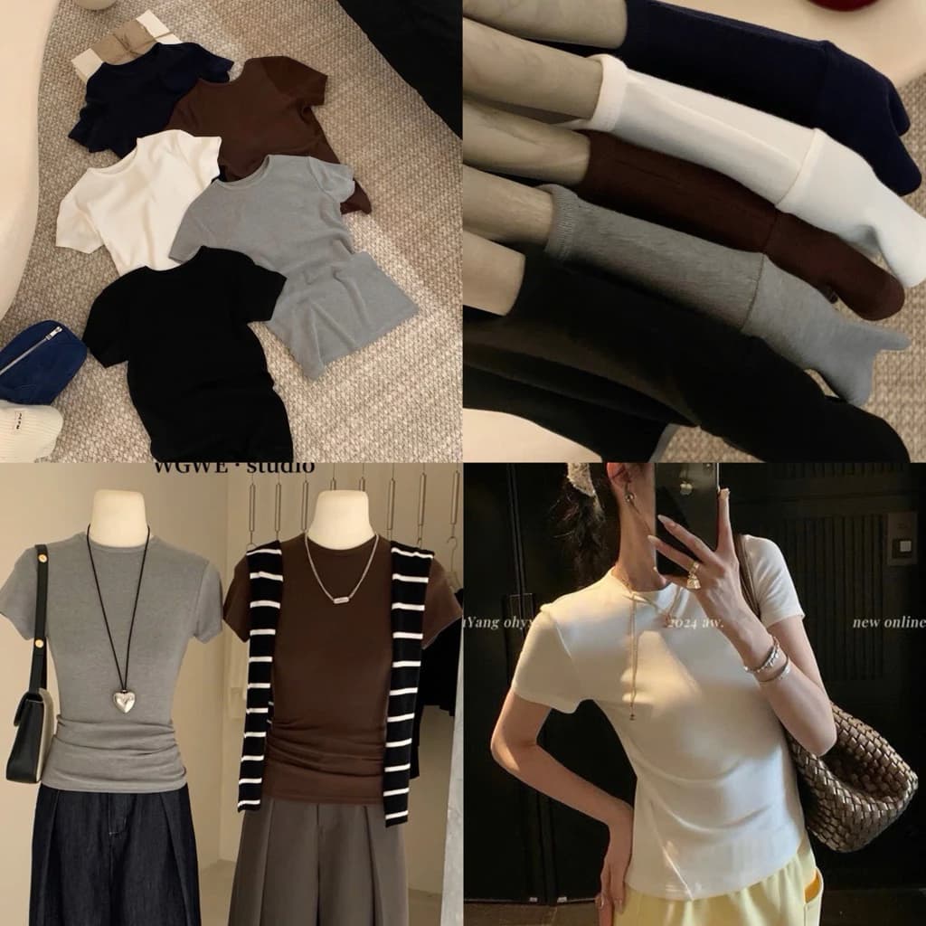 WGWE Studio Áo thun nữ ôm body baby tee 3013 – Áo phông tay ngắn co giãn tôn dáng
