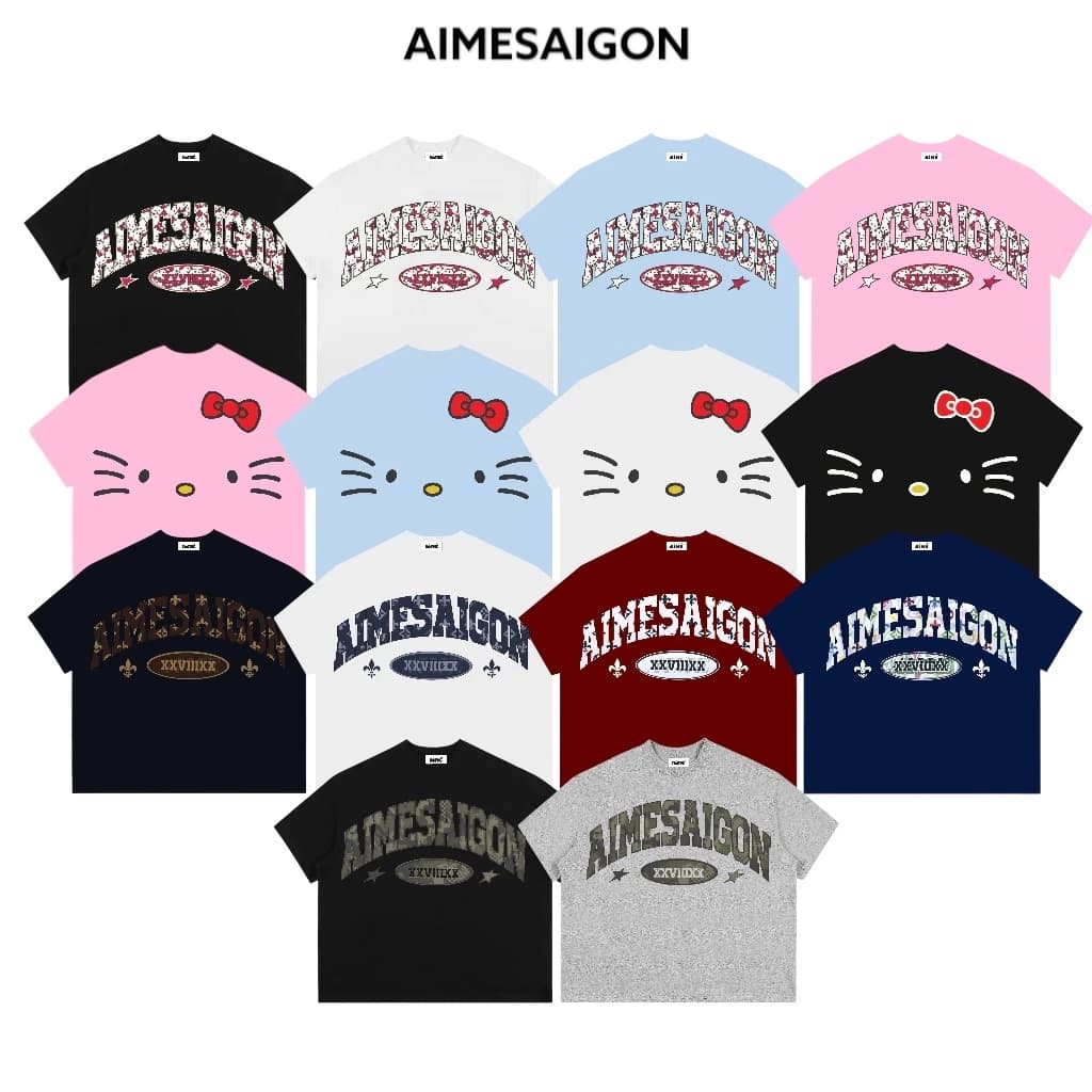 [XX Ver3] Áo Thun Boxy AIMÉ Cotton Cổ Tròn Nam Nữ "AIMESAIGON XXVIIIXX" Áo Phông Nữ Form Rộng Nữ Mùa Hè Kiểu Đẹp Nam Nữ