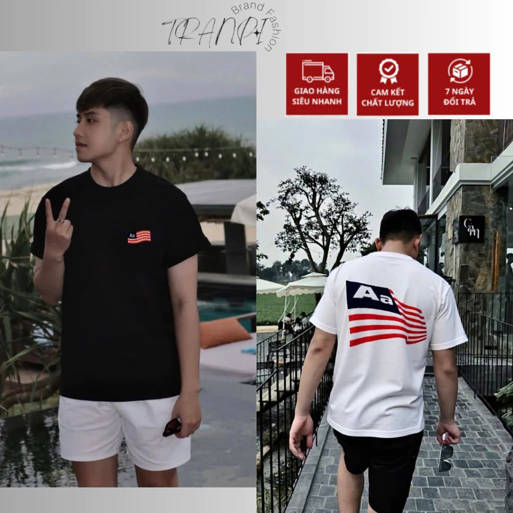 Áo phông BOXY in A.A Studio Lá Cờ nam nữ cổ tròn tay ngắn chất liệu cotton 100% thoáng mát, thấm hút mồ hôi TRANPI