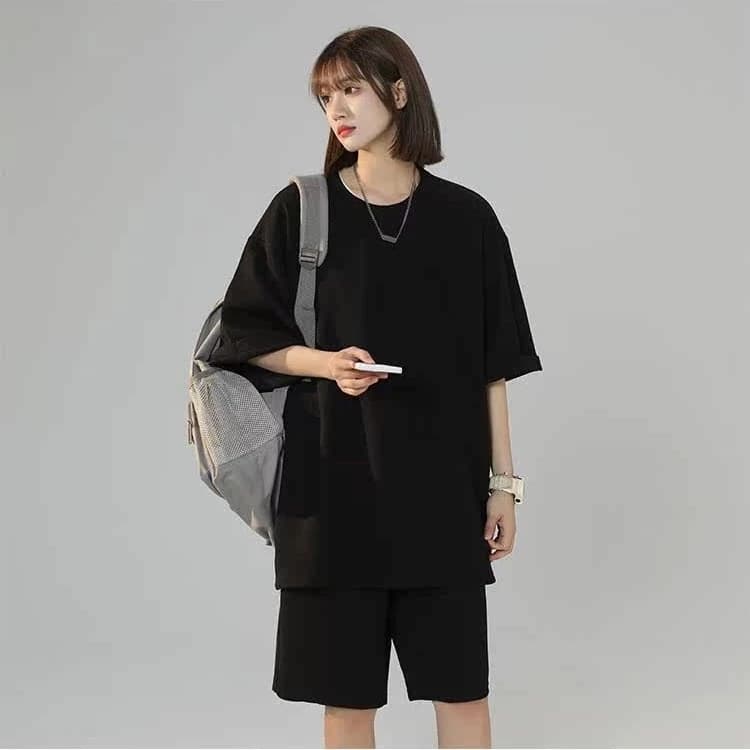 LOẠI 1 Bộ Đồ Nữ in LOGO Chất Tổ Ong Gạo Set Bộ Áo Thun Quần Short 3 Màu Basic Siêu Mềm Mát Protex B4
