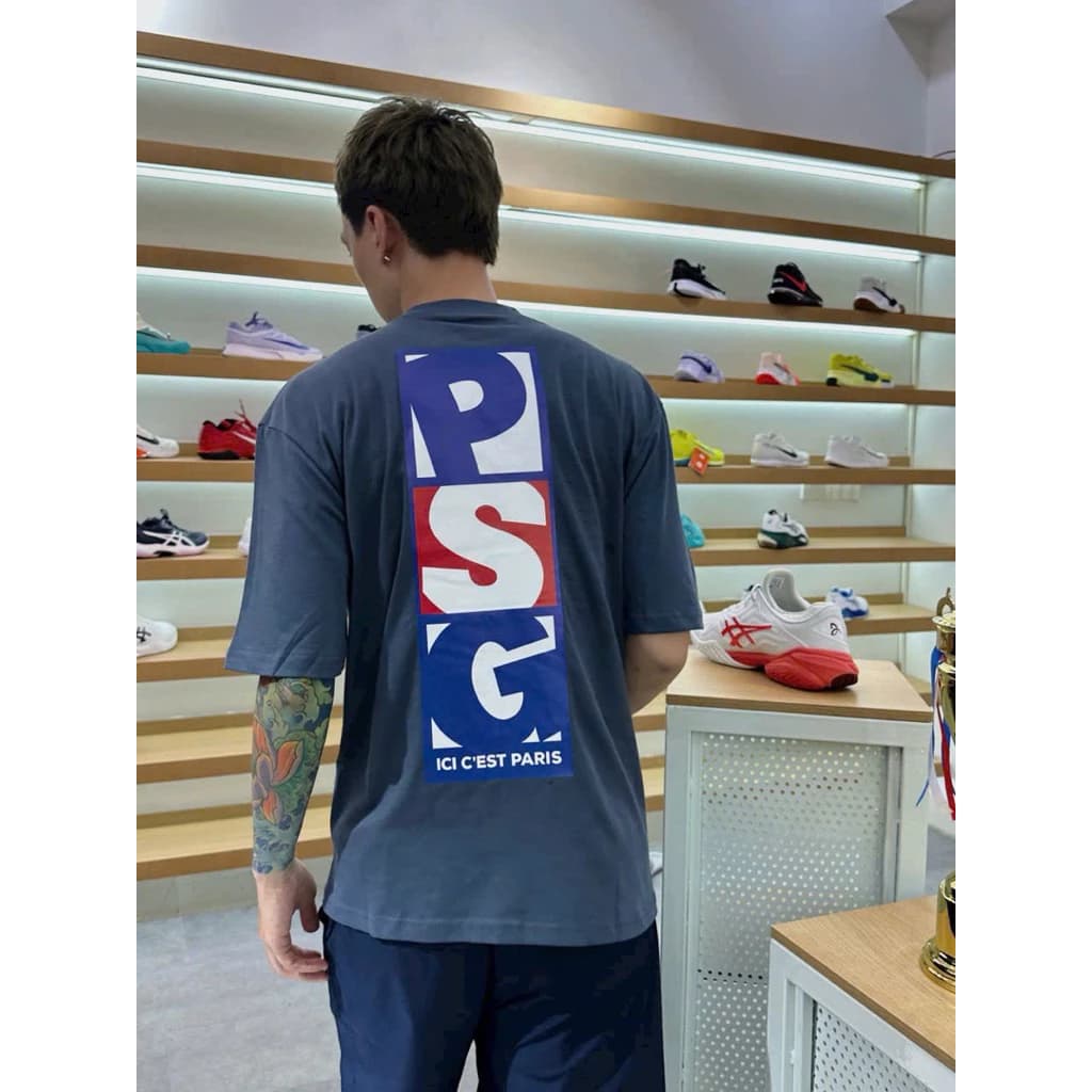 Áo Thun P S G Dọc Form Rộng Chất Vải Cotton Dày Dặn Unisex Nam Nữ