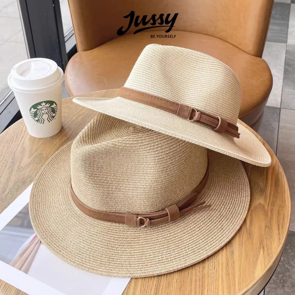 Mũ Cói Đi Biển Jussy Official Phong Cách Nón Cói Panama Unisex Nam Nữ Đều Đội Đẹp Nhiều Màu Hot