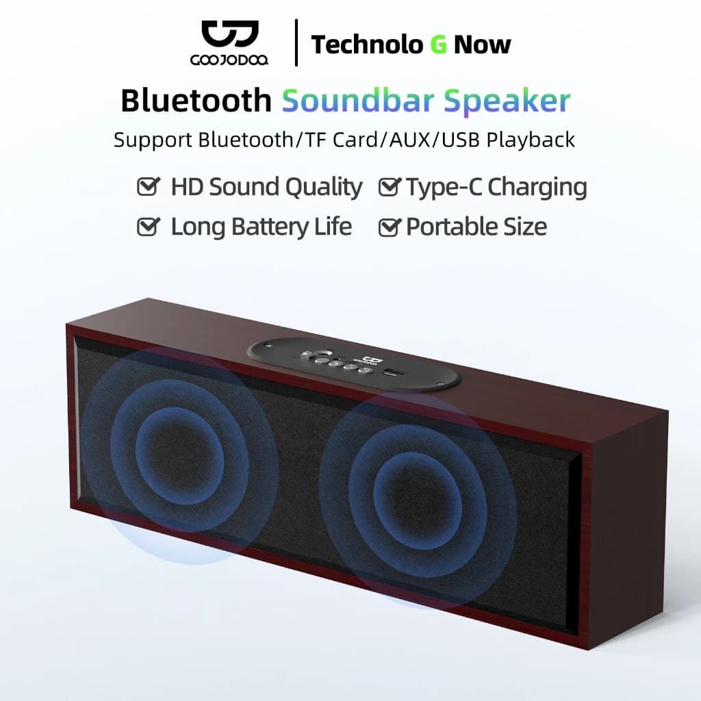 Loa Bluetooth GOOJODOQ 5.3 hỗ trợ bốn chế độ phát lại, vân gỗ tinh tế, loa nhỏ gọn di động 3600MAH