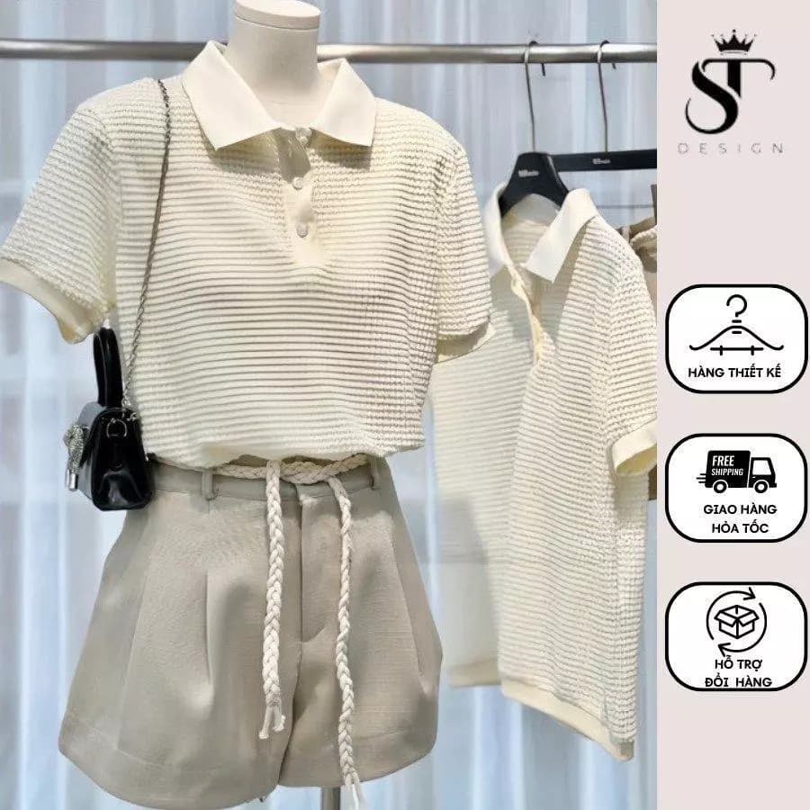 Set áo polo kèm quần chất dạ Teck đi chơi, đi biển - Sang Trọng Nữ Women - 14