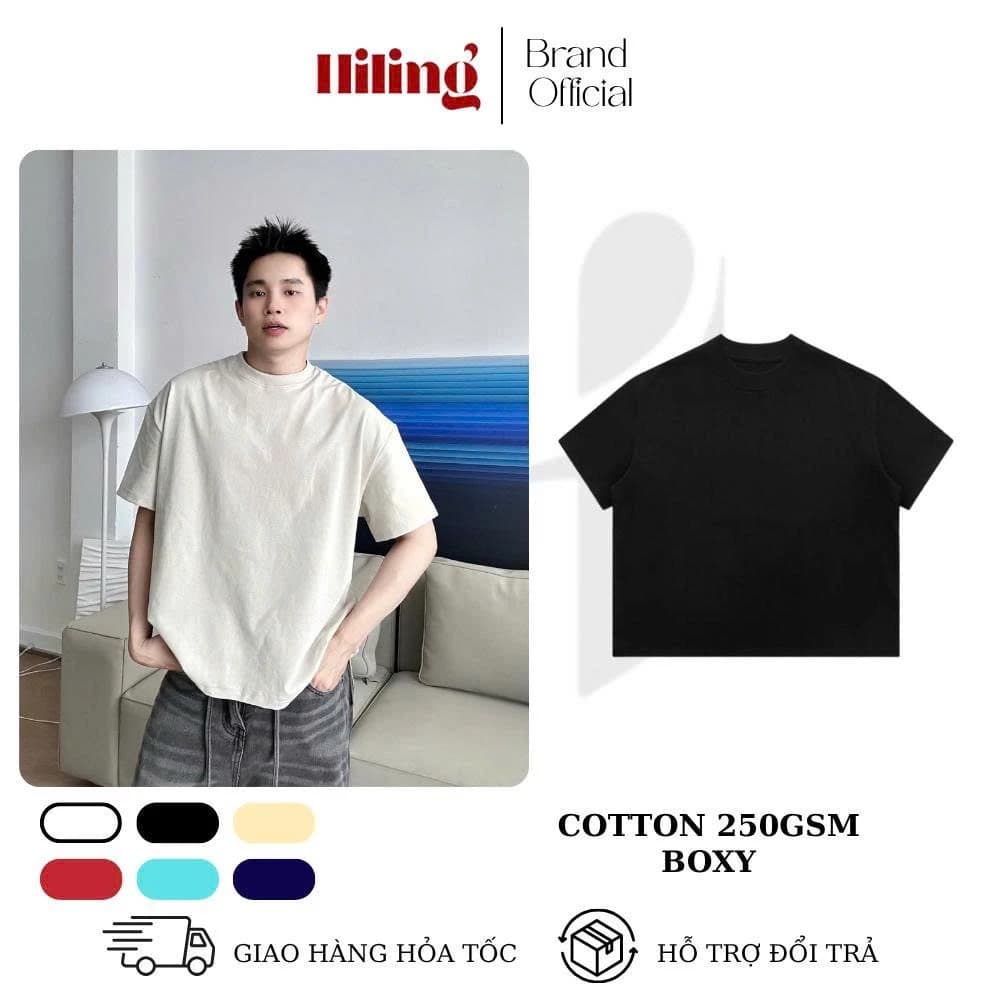 Áo Thun Trơn FORM BOXY HILING T-Shirt Boxy Chất Cotton230- 250gsm Thoáng Mát Phong Cách Trẻ Trung Năng Động