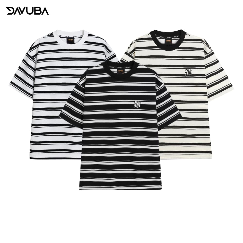 Áo thun kẻ sọc Dream DAVUBA nam nữ cộc tay cổ tròn SM059