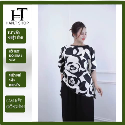 ( Hàng Cao Cấp ) Set Đồ bộ trung niên cách điệu, đồ bộ cho mẹ, áo kiểu, quần ống rộng, chất lụa nhập cao cấp Nữ ( MS36 )