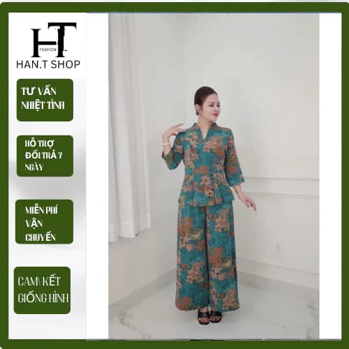 Đồ bộ trung niên, đồ bộ mặc nhà cho các mẹ, quần ống rộng, chất lụa nhập co giãn nhẹ thoáng mát Sang Trọng (  MS52 )