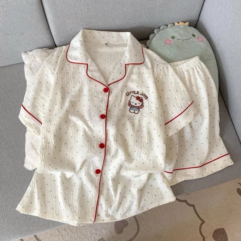 [Sẵn] Bộ ngủ pyjama nữ cộc tay mặc nhà mềm mát hoạ tiết hoạt hình đáng yêu nhiều màu