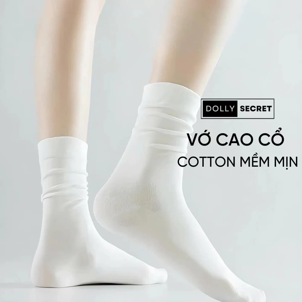 [QUÀ TẶNG KHÔNG BÁN] Tất Vớ Cao Cổ Nữ Chất Liệu Cotton DOLLY SECRET Siêu Mềm Mịn Thoáng Khí T01
