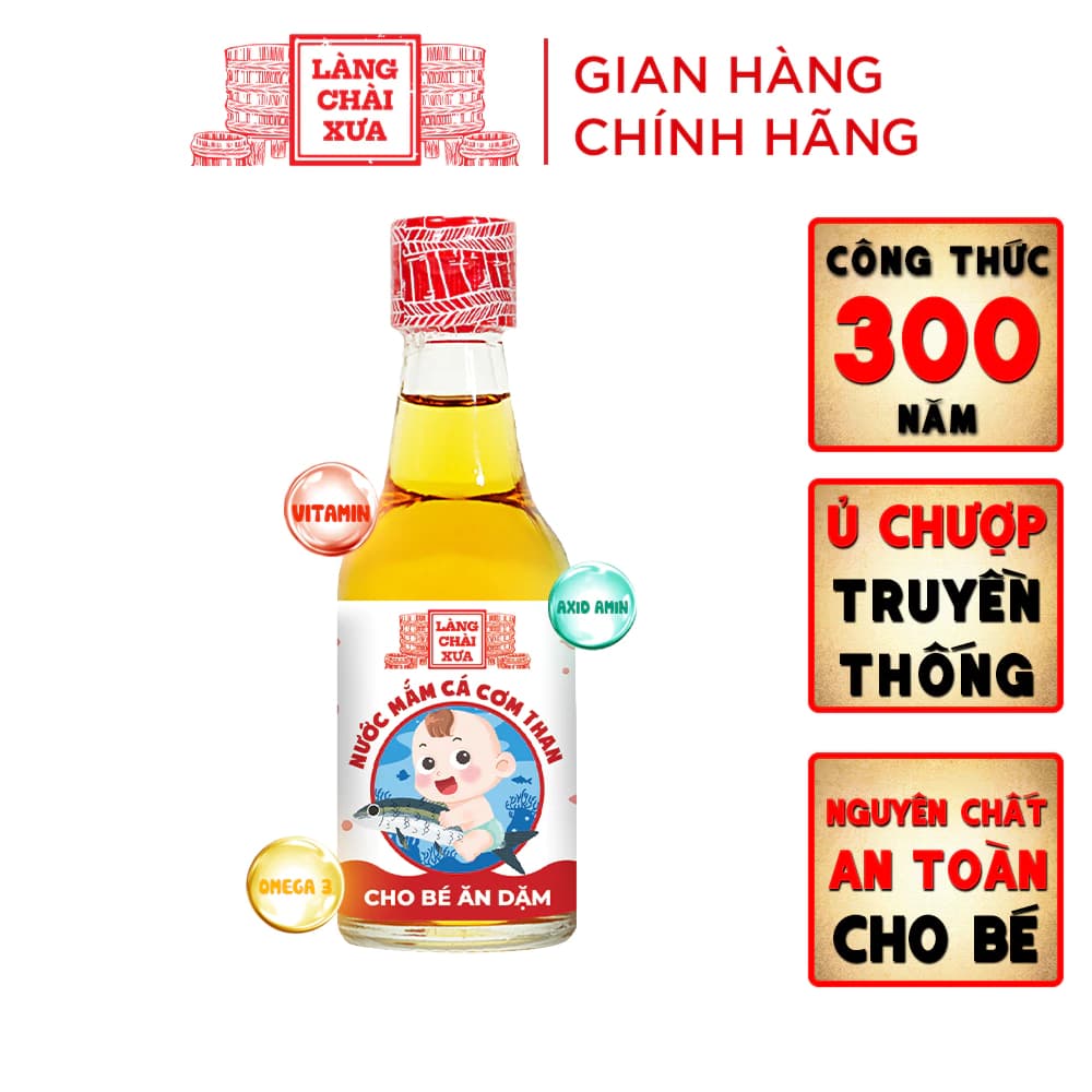 [DATE 2028] Nước mắm Cá Cơm Than Làng Chài Xưa chai thuỷ tinh 60ml cho bé ăn dặm từ 6 Tháng Tuổi