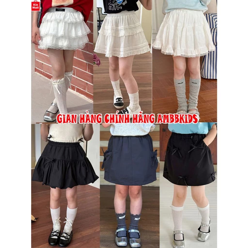 (10-45kg) BST Mẫu Chân Váy Xòe Mới Nhất 2026 hãng AMBBKIDS cho Bé Gái, Vải mềm thoáng mát (có quần an toàn)