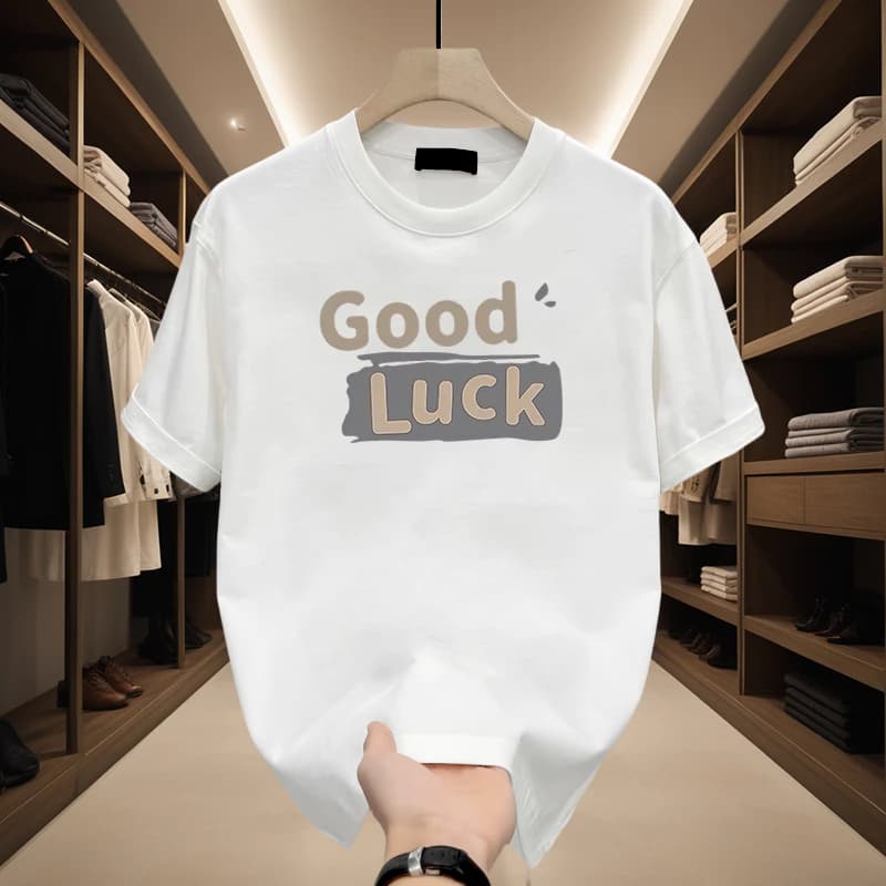 Áo thun nam tay lỡ HappyTee - Áo thun unisex Good Luck May Mắn Chất vải cotton 100 cao cấp