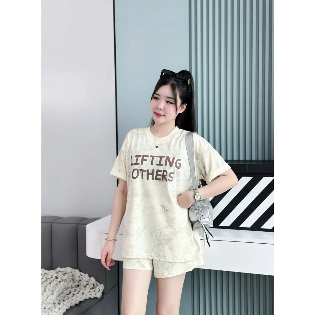 Bộ loang nữ YUSTUDIO, bộ loang xước, bộ thun nữ cotton lạnh, bộ thun nữ mặc nhà mẫu loang xước mẫu LIFTING OTHERS