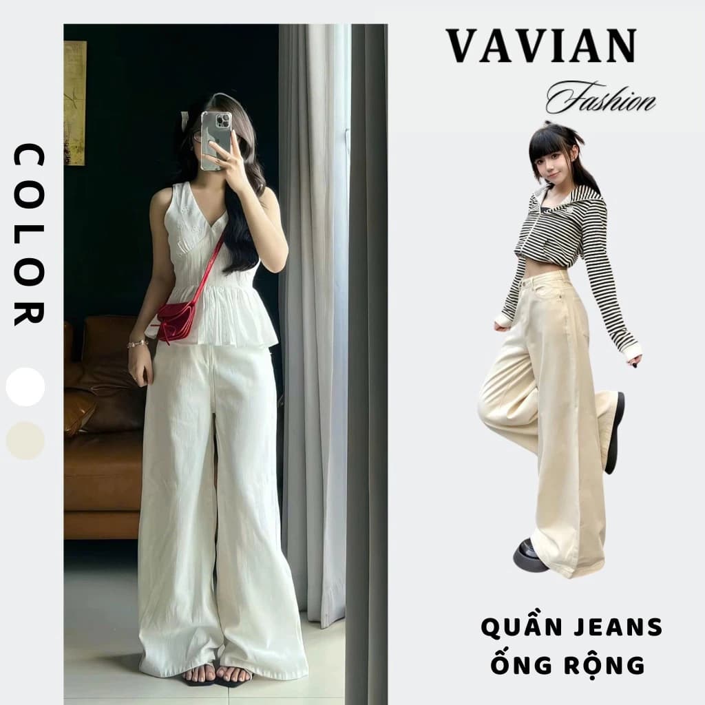 Quần Jeans Nữ Ống Rộng 30-33cm tôn dáng cạp cao form unisex, Chất Jeans Kaki Mềm Mịn Cao Cấp,phù hợp cho cả nam và nữ.