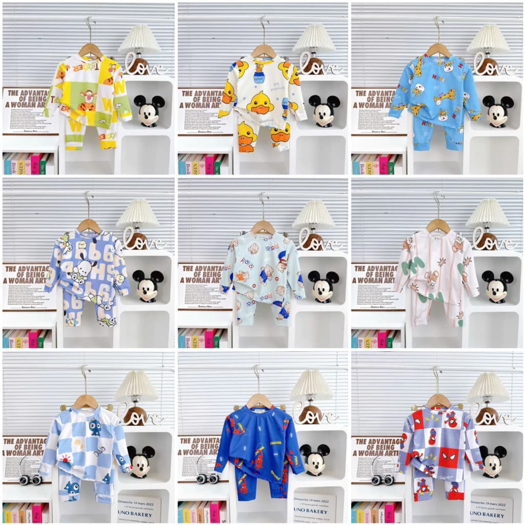 Bộ Quần Áo Dài Tay In 3D Vải Thun Thái Lạnh Mềm Mịn Mát Phù Hợp Cả Bé Trai Và Bé Gái, Size 8-25kg