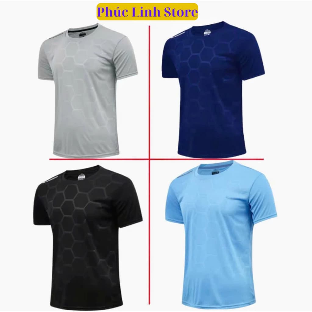 Sale] Combo 4 Áo thun vân lục giác, 5 áo thun trơn cổ tròn vải cotton thun lạnh co giãn, áo thun basic nam nữ