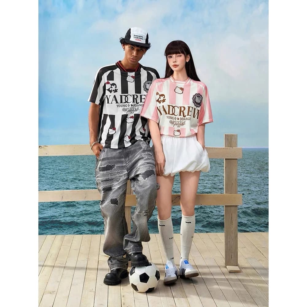 [DEAL MỞ BÁN] Áo thun thể thao cổ bo tròn UNISEX họa tiết mèo KITTY