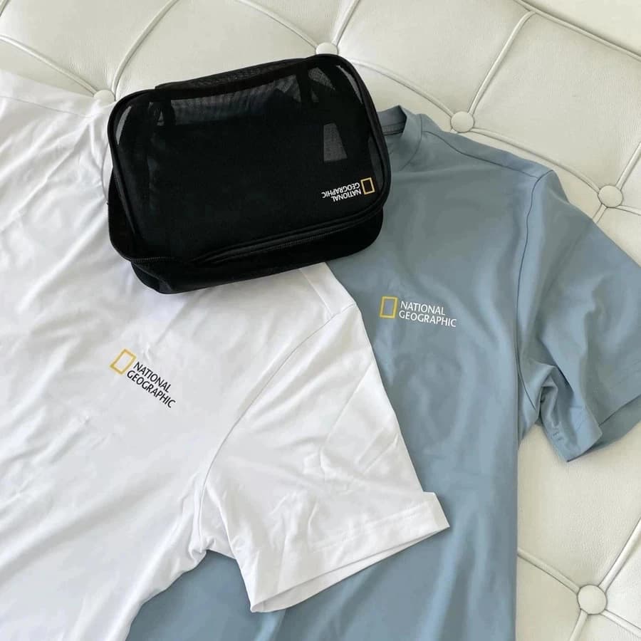 Mua hộ Hàn Quốc National Geographic  National Geographic ngắn tay áo 2pcs nhóm 1+1 nhỏ tiêu chuẩn ngắn tay thêu logo  Áo
