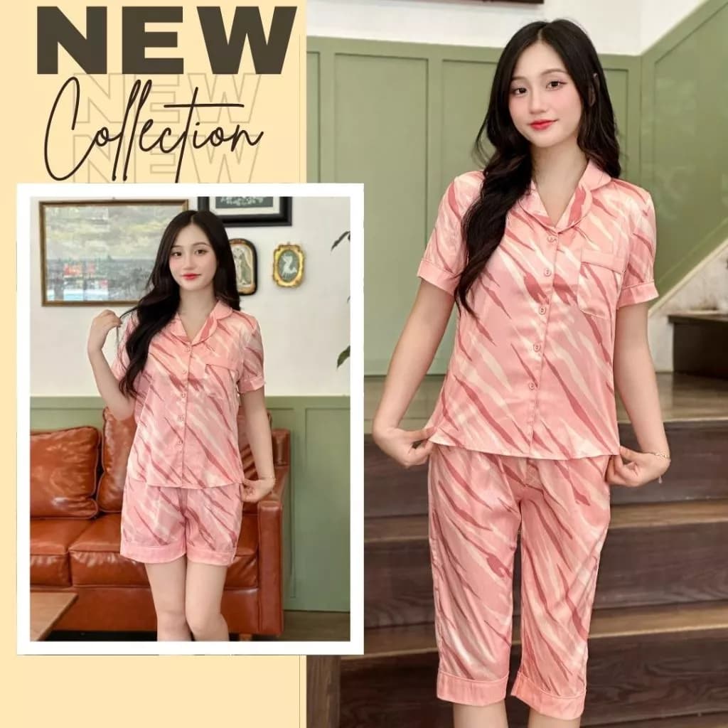 Bộ Pijama lụa latin cao cấp mềm mịn kiểu dáng nhẹ nhành thanh lịch trẻ trung A3