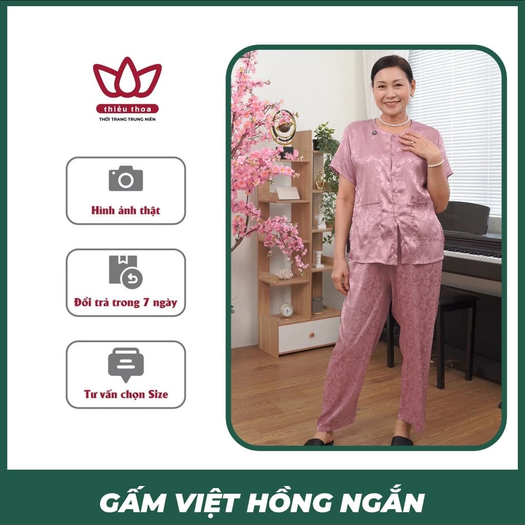Đồ Bộ Nữ  Trung Niên Gấm Lụa Việt Nét Đẹp Truyền Thống Sang Trọng Quý Phái Cho Mẹ- Thiều Thoa Store