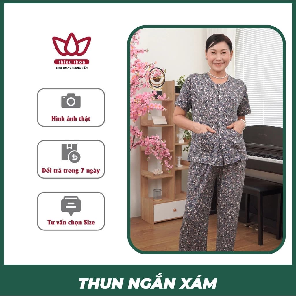 Đồ Bộ Trung Niên Nữ Cho Bà COTTON 100% LẠNH , Set Đồ Bộ Trung Niên Mặc nhà Cho Mẹ - Thiều Thoa Store