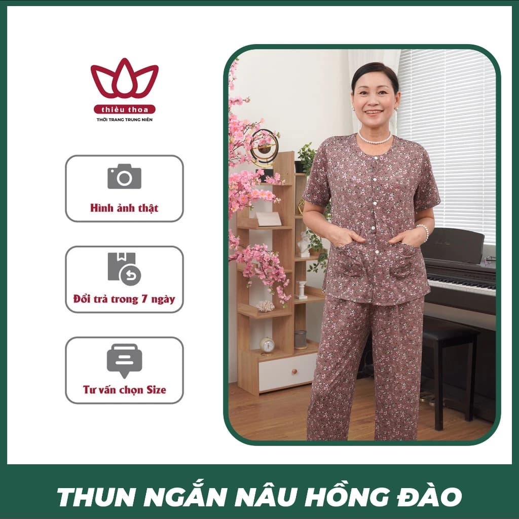 Đồ Bộ Trung Niên Nữ Cao Cấp COTTON 100% LẠNH , Set Đồ Bộ Trung Niên Mặc nhà Cho Mẹ -Thiều Thoa Store