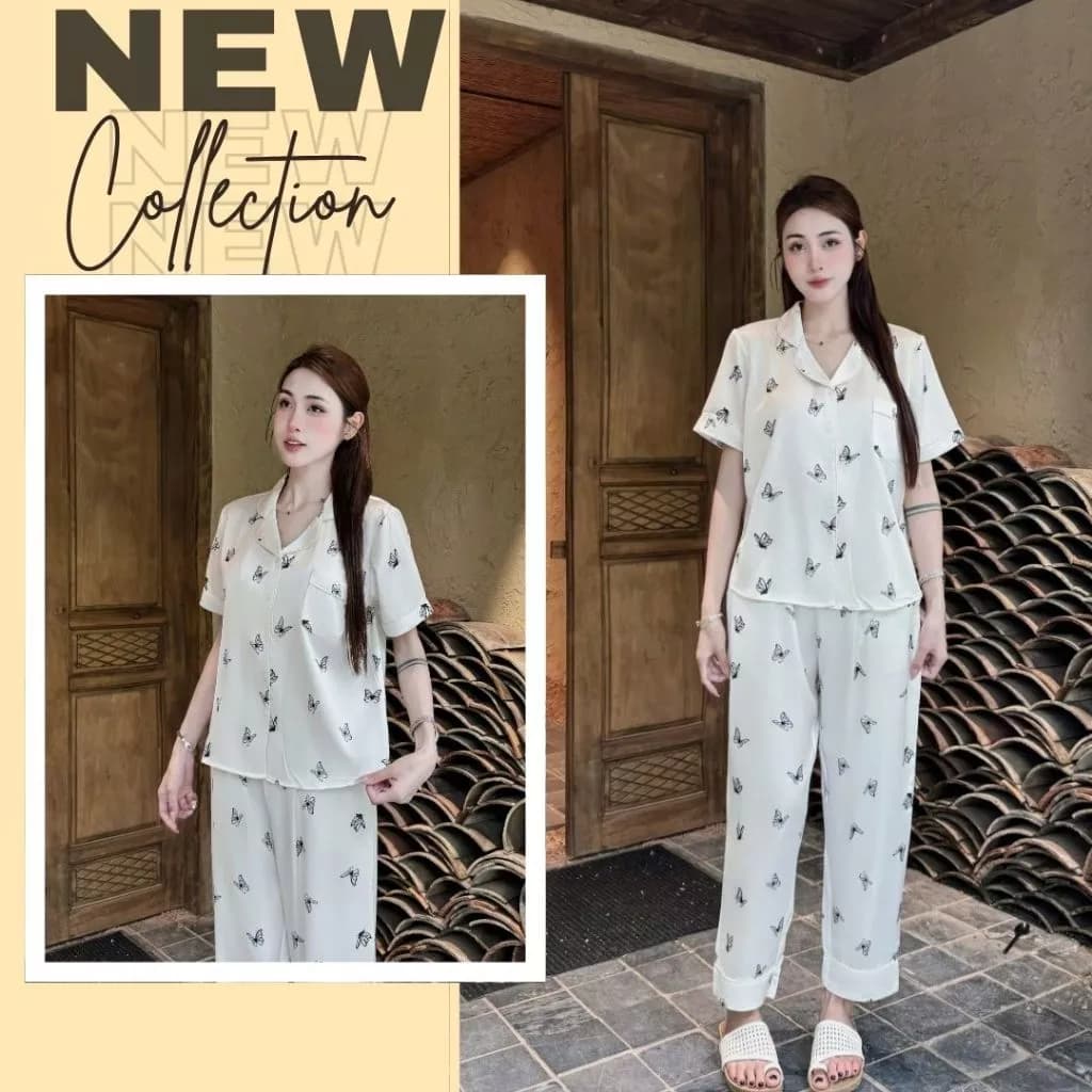 Đồ bộ mặc nhà , bộ pijama  Zviet chất liệu Lụa mềm mịn ,mặc mát kiểu dáng nhẹ nhàng ,thanh lịch- A75