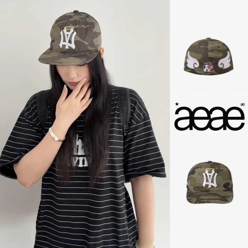 Mũ bảo hiểm xung quanh Idol aeae Thiết kế nhỏ Angel Wings thêu Camo Bóng chày Cap Sun Sun Hat Mũ lưỡi trai Mũ lưỡi trai
