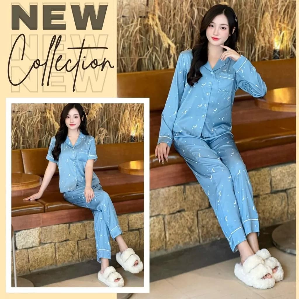Đồ ngủ pijama quần dài Zviet chất liệu Lụa latin mềm mịn kiểu dáng nhẹ nhàng thanh lịch - A61