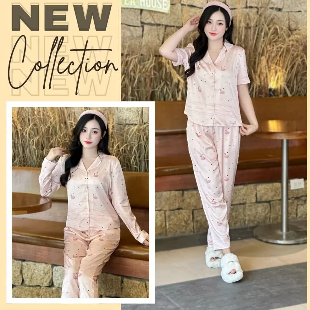 Đồ ngủ pijama quần dài Zviet chất liệu Lụa latin mềm mịn kiểu dáng nhẹ nhàng thanh lịch - A64
