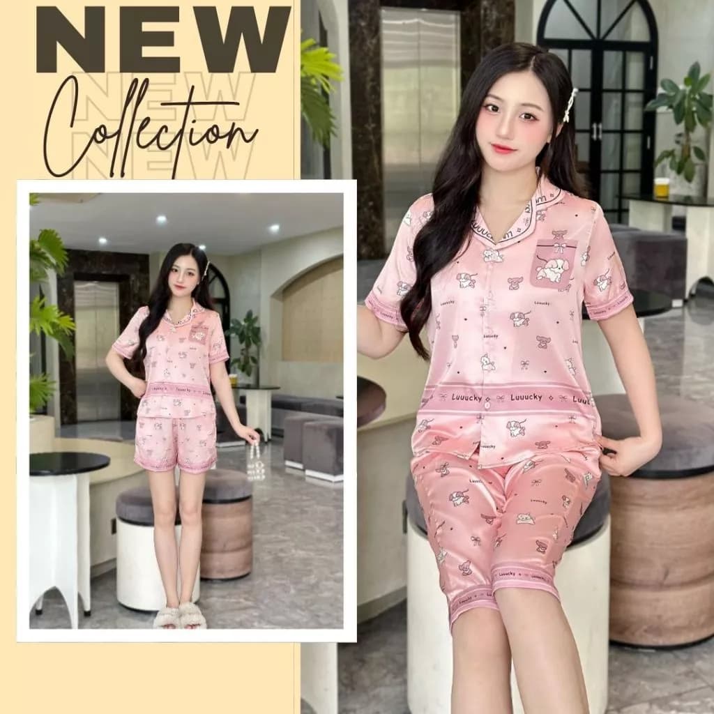 Bộ pijama cao cấp Zviet quần Lửng chất liệu Lụa latin mềm mịn kiểu dáng nhẹ nhàng thanh lịch - A67