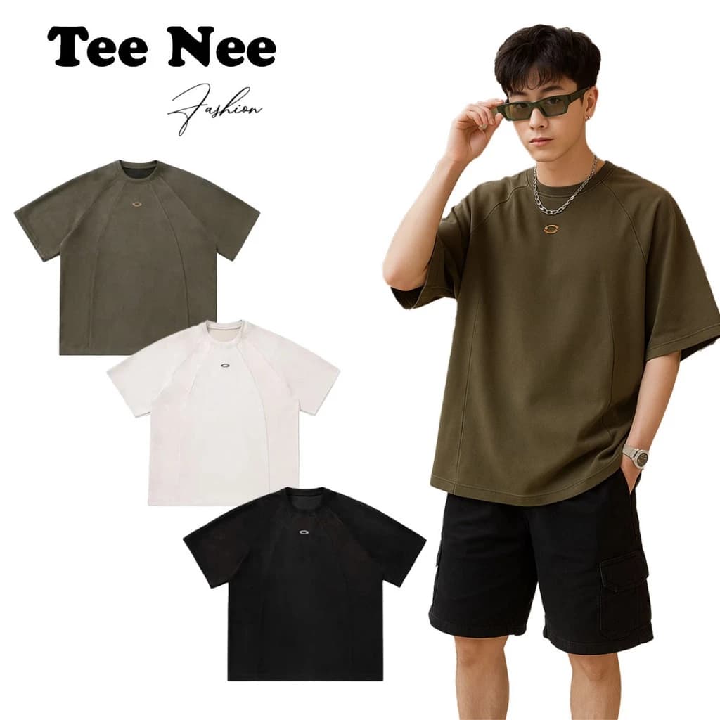 Áo thun tay form rộng tay lỡ chất Da Lộn thoáng mát Teenee,  phông trơn unisex basic phong cách cá tính