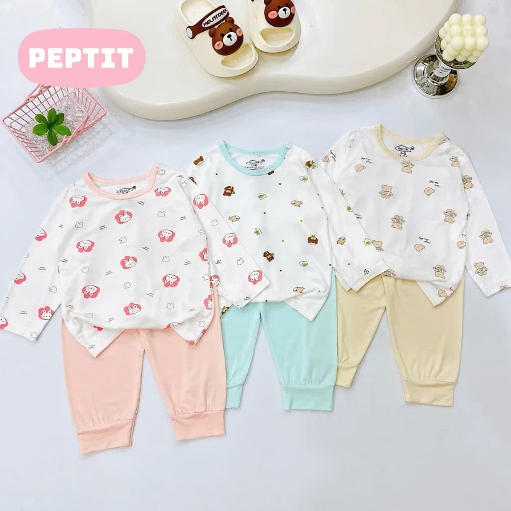 [A33 - Siêu Mềm] Bộ Dài Tay Thun Lạnh Vải PETIT Nền Trắng Phối Mầu Loại 1 ( Ảnh Thật Tự Chụp Video Tự Quay)