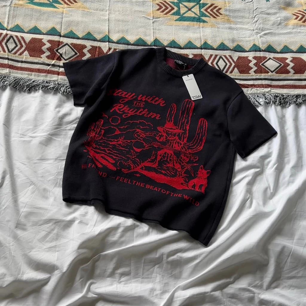 SLICK "Rhythm" KNIT LINEN COTTON T-SHIRT FORM BOXY BY THE SLICK WAY UNISEX