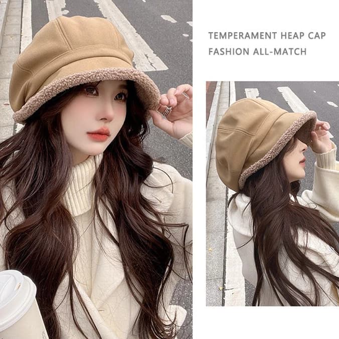 Mũ Nồi Lót Lông Mùa Đông Nữ Đẹp Hàn Quốc – Nón Nỉ Beret Ấm Tai, Form Tròn Vintage Nhiều Màu Sang Xịn