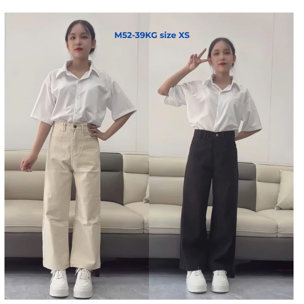Quần kaki nấm cạp cao unisex