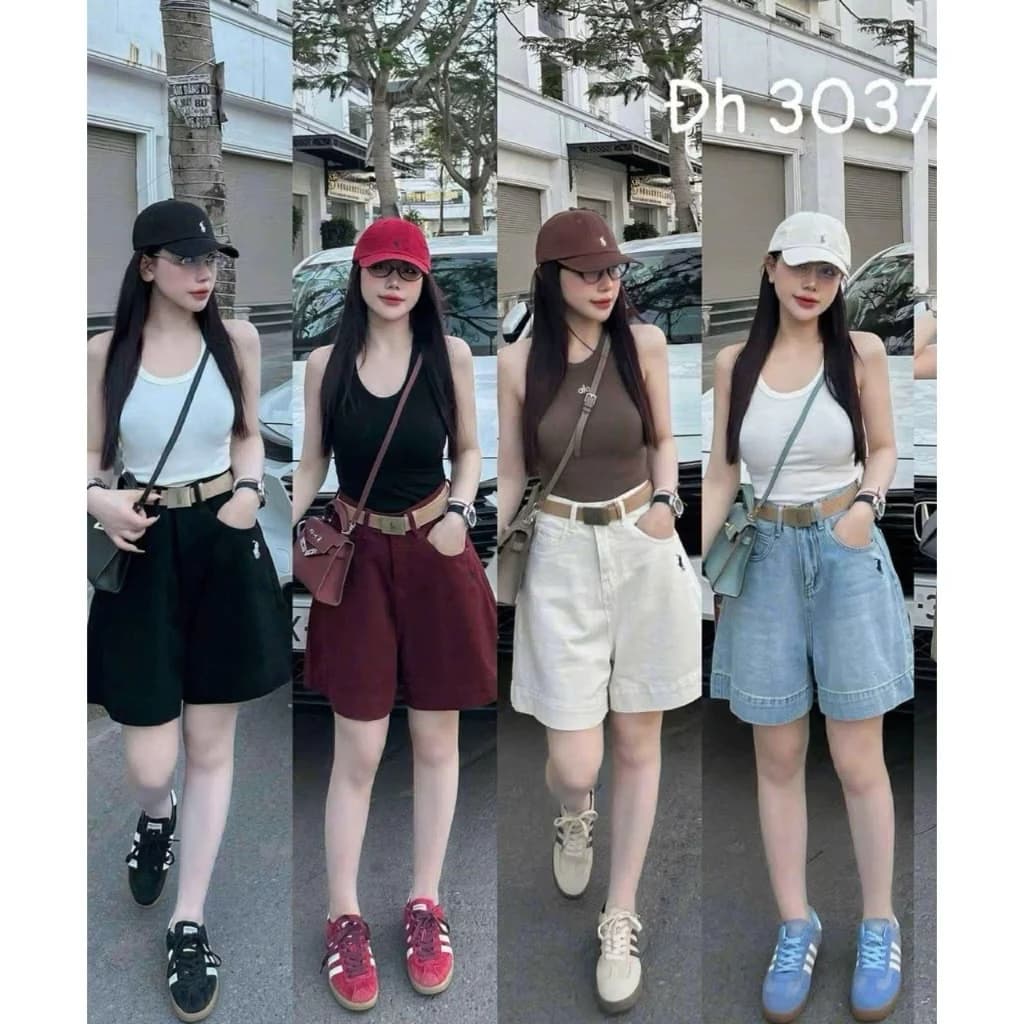 Quần Short Jeans Hoạ Tiết Thêu Ngưa Vải Mềm Cạp Cao Lưng Thun Cho Nữ