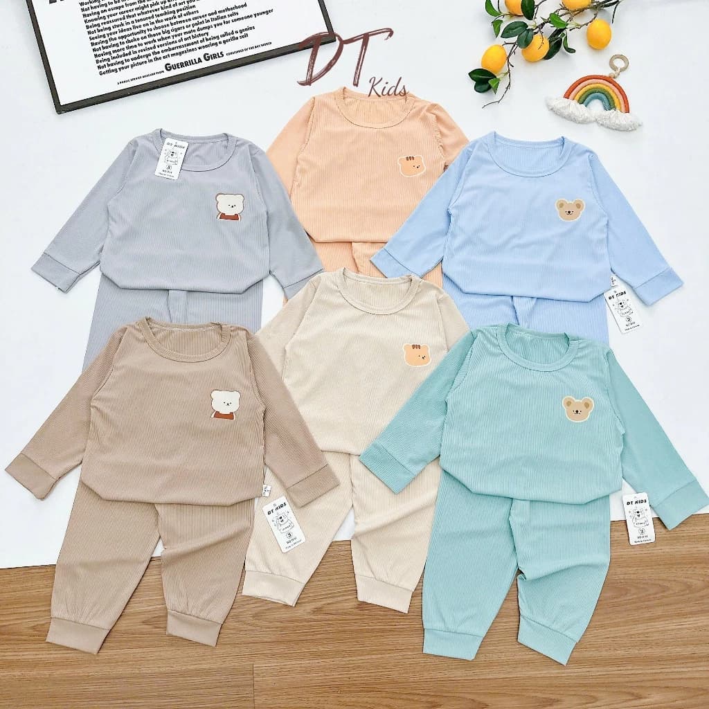 [Combo 5 và combo 6] bộ tăm lụa, dài tay mặc 4 mùa cho bé trai và bé gái từ 5 -15 Kg